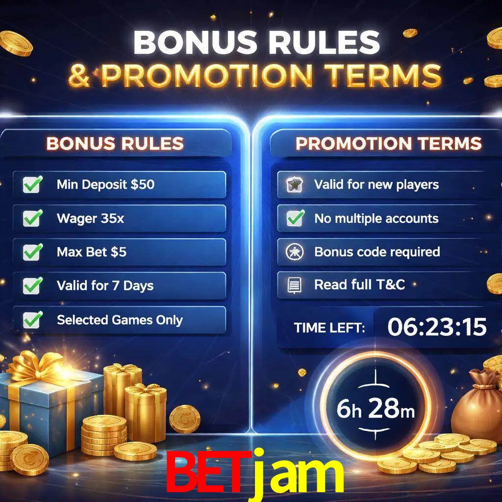 Reglas de promoción betjam y condiciones de bonos explicadas visualmente