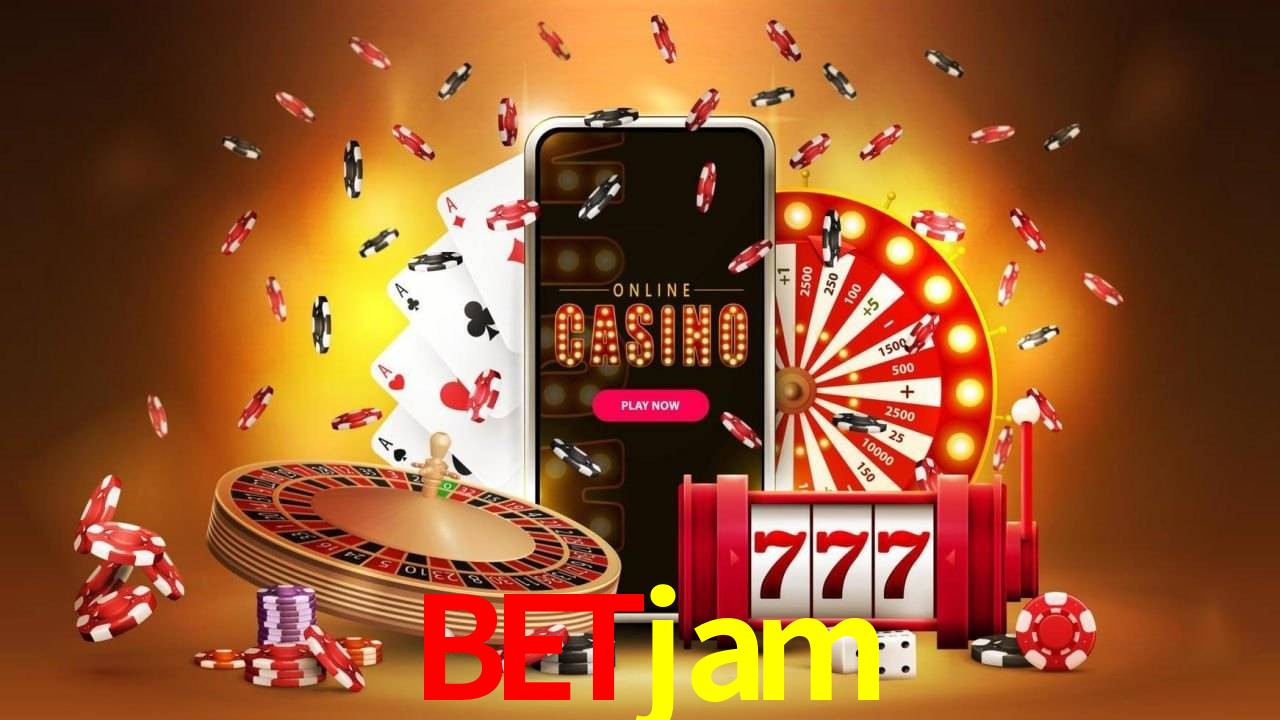 Escena dinámica inspirada en casino con iluminación betjam, cartas, fichas e íconos de juegos digitales en un espacio moderno de juegos.